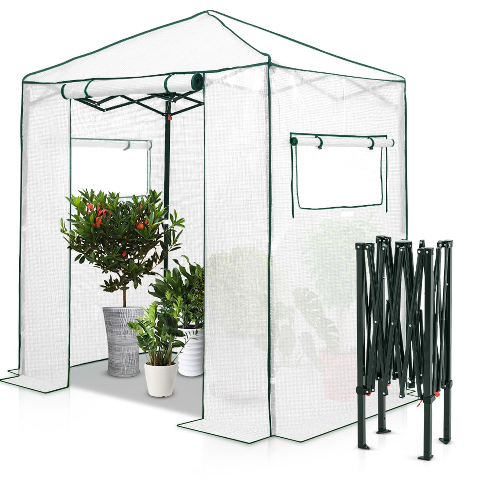 EAGLE PEAK front view clear white greenhouse showing compact footprint and accessibility