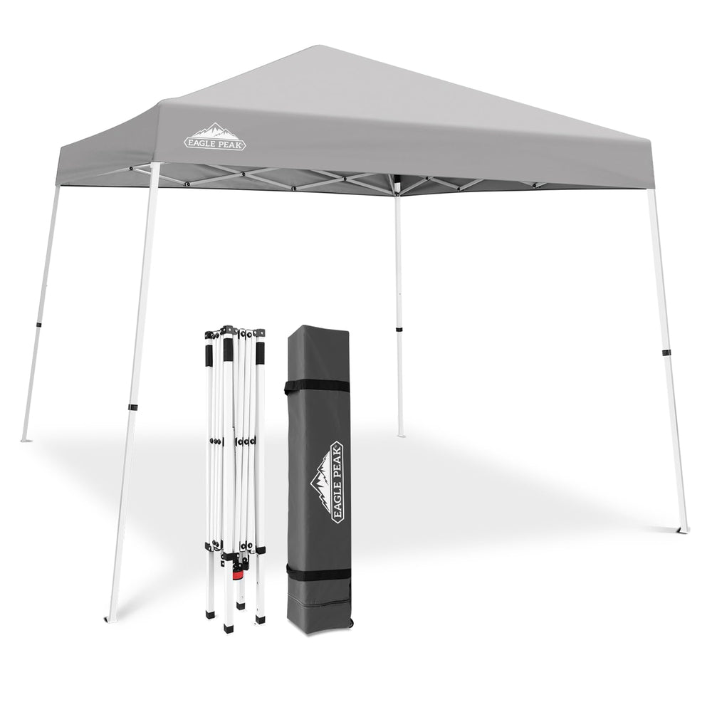 EAGLE PEAK front view light gray canopy showing shelter and easy setup benefit