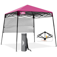 EAGLE PEAK front view pink canopy showing instant shade and portability