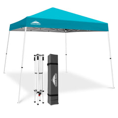 EAGLE PEAK front view of turquoise canopy providing instant shade