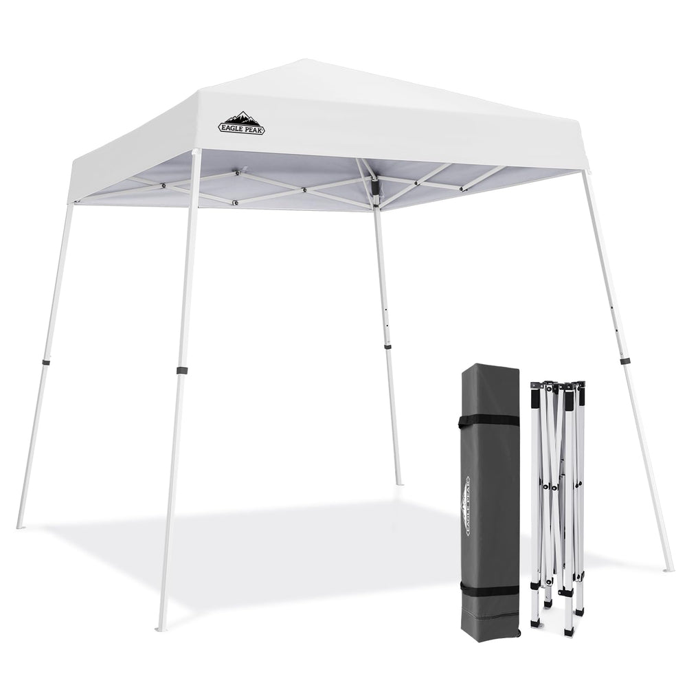 EAGLE PEAK front view of white canopy showing full coverage and easy shade