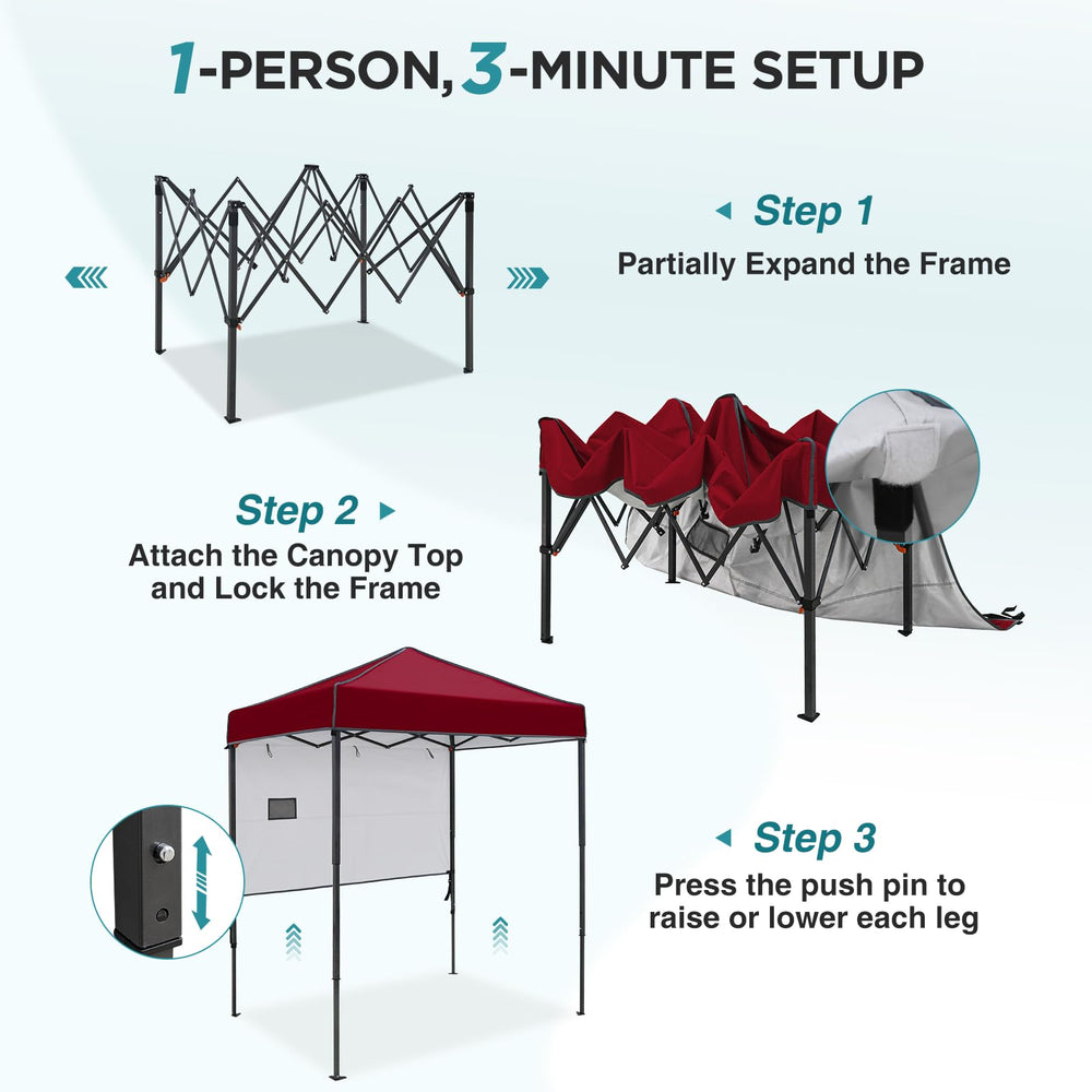 EAGLE PEAK half wall detail with roll-up option for added privacy and wind protection