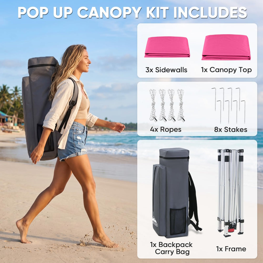 EAGLE PEAK folded canopy packed in backpack showing travel-friendly benefit