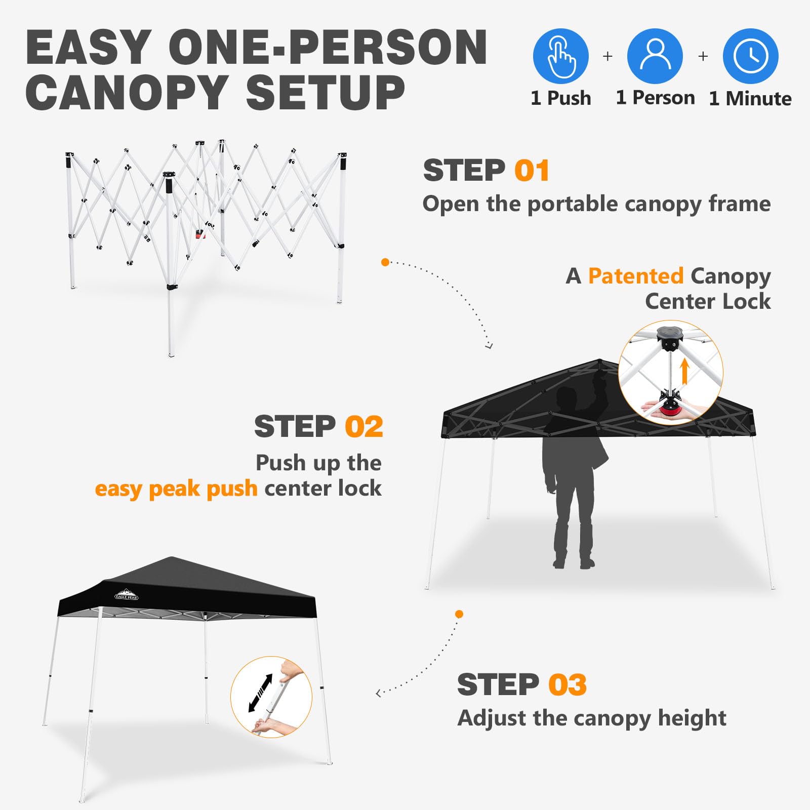 EAGLE PEAK canopy folded inside carrying bag for easy transport