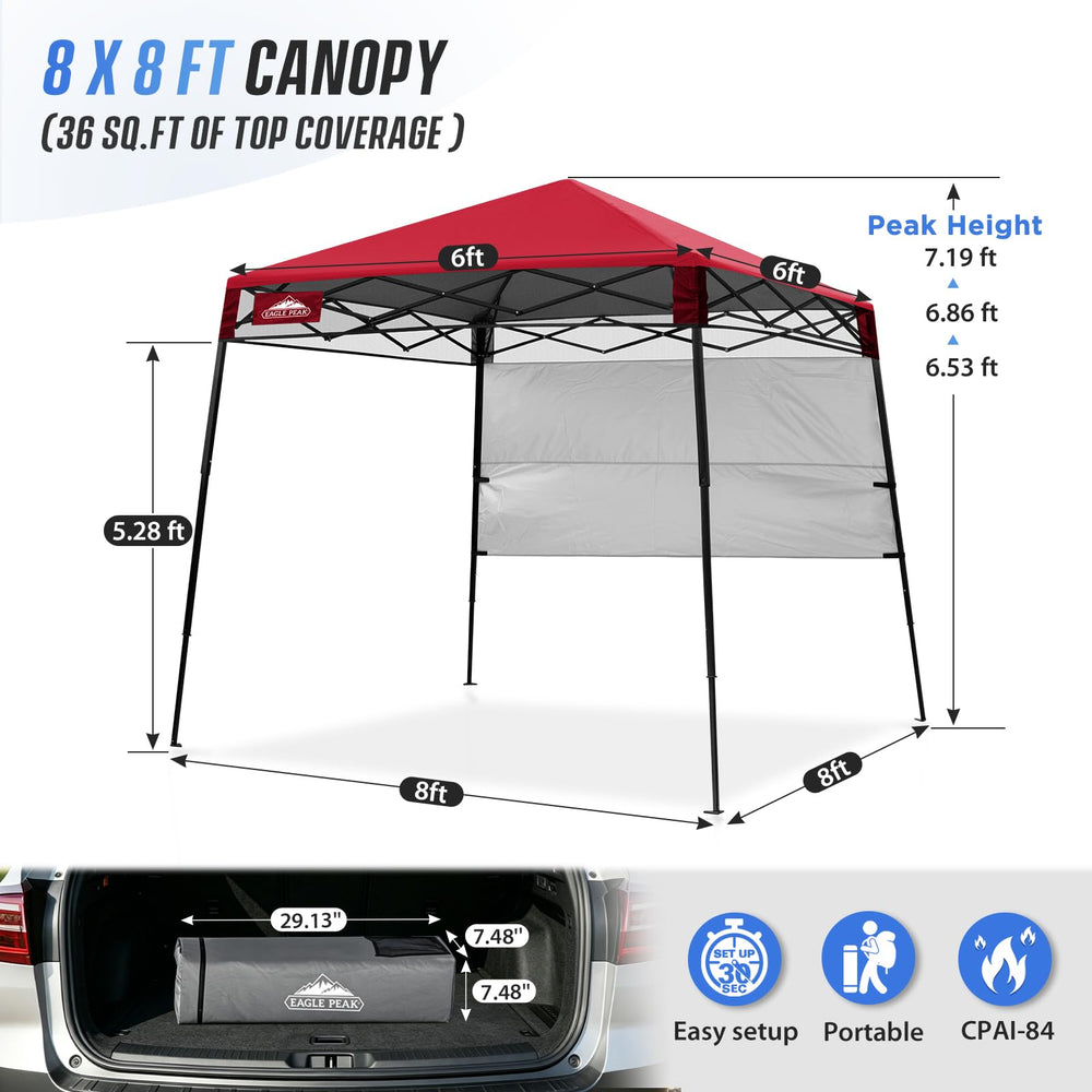 EAGLE PEAK canopy with sidewall attached offering privacy benefit