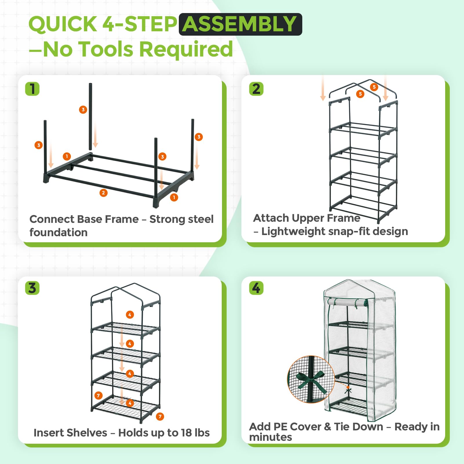 EAGLE PEAK size scale with tape demonstrating compact 27x19x64 inch footprint