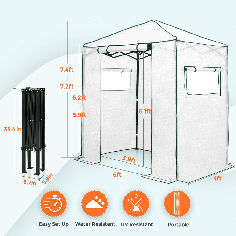 EAGLE PEAK zippered roll-up door open for easy entry and improved airflow