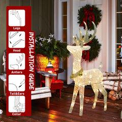 EAMBRITE lit reindeer at night illuminating yard and creating welcoming ambiance