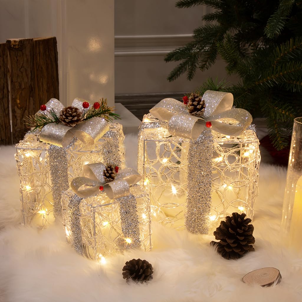 EAMBRITE mantel display beside Christmas tree adding festive layered illumination