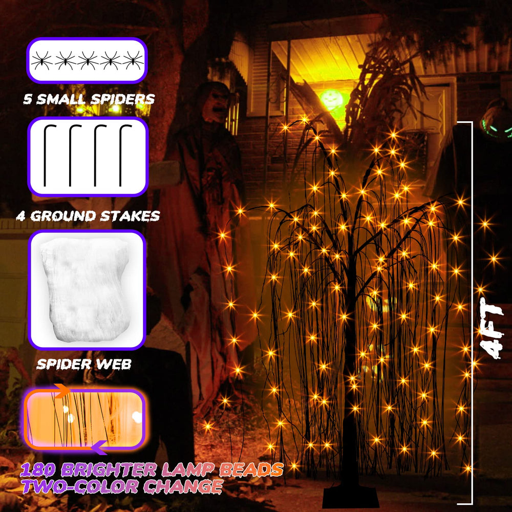EAMBRITE nighttime yard display demonstrating eye-catching glow and trick-or-treat visibility