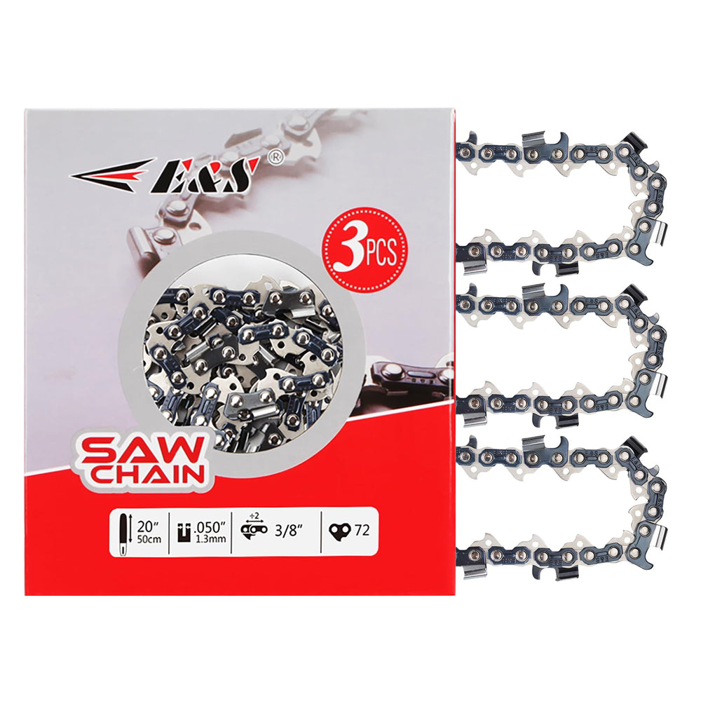 E & S front packaging showing 3-pack chains and fit information for quick selection