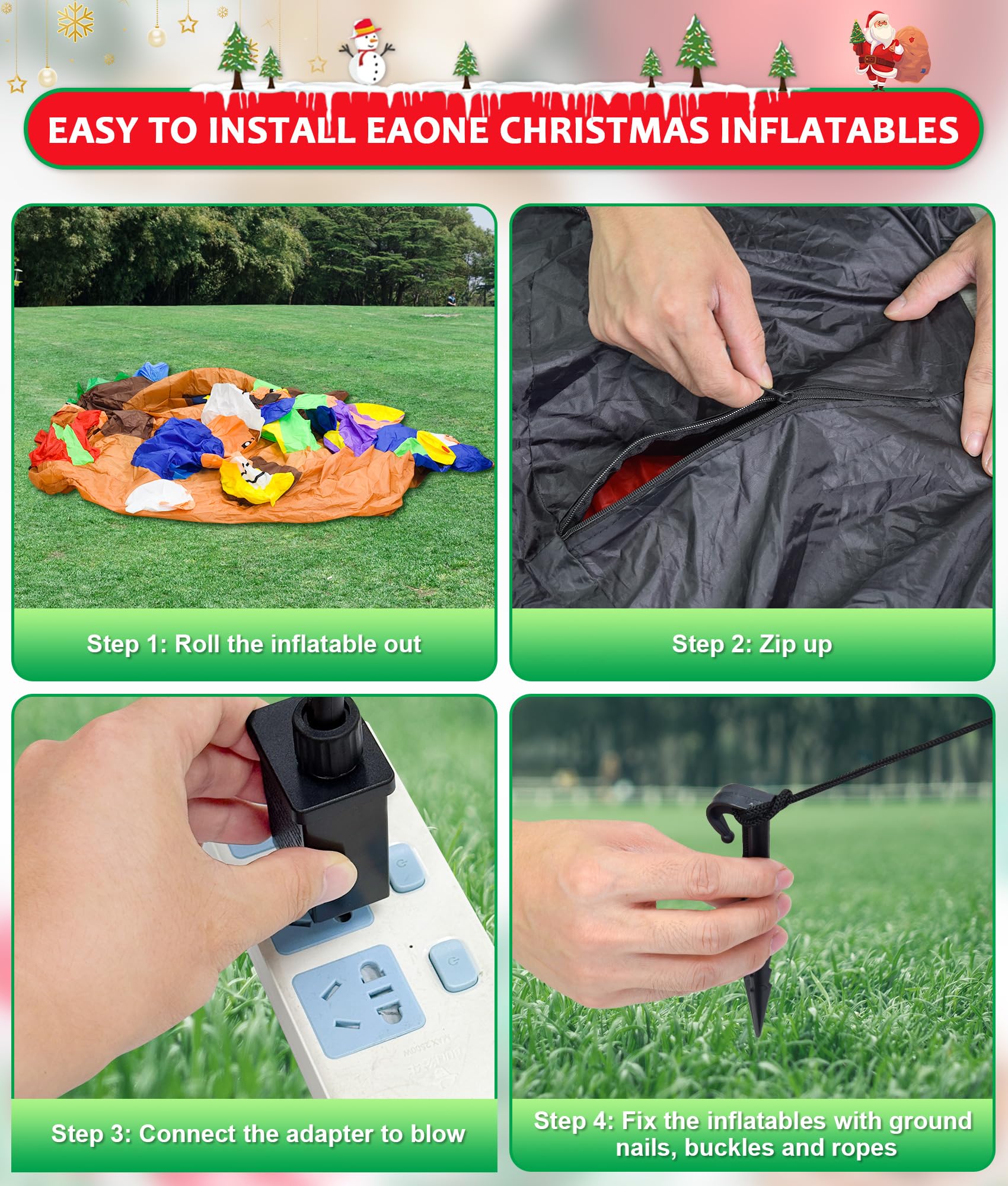 EAONE sandbags and ground stakes for stable anchoring and wind resistance