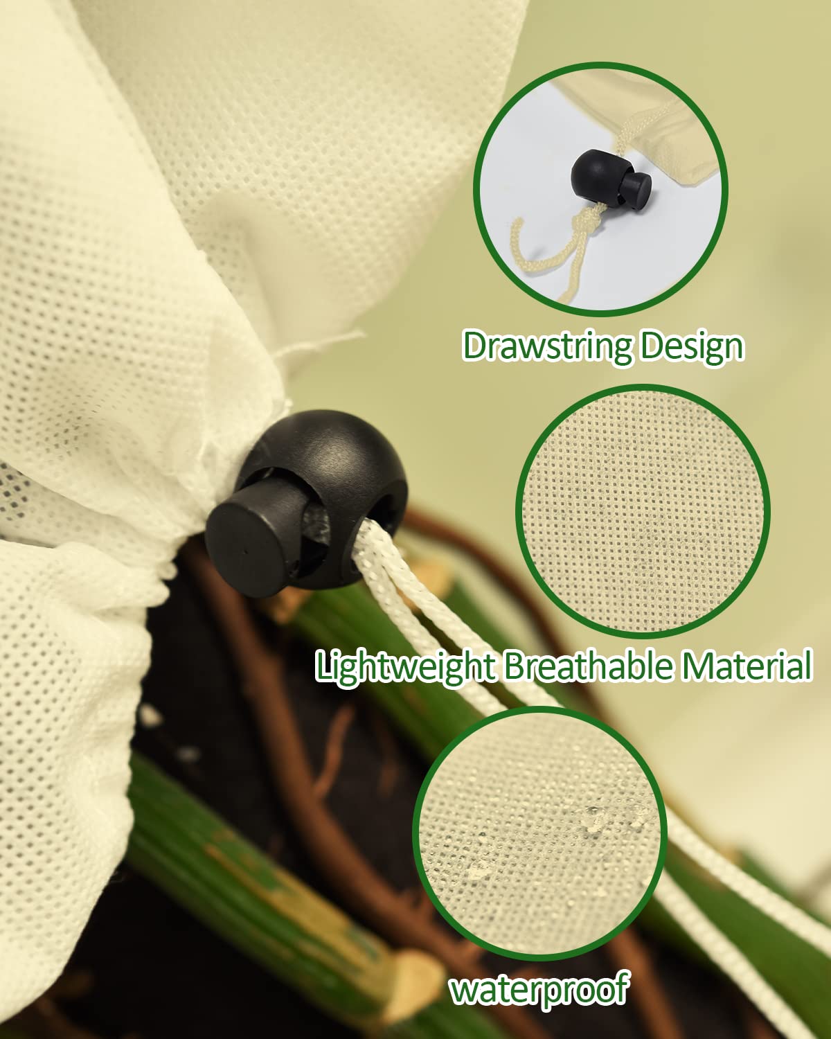 EAONE cover in use on a potted plant protecting from frost