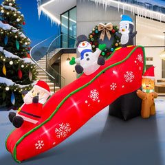 EAONE front view of inflatable slide showing characters and festive curb appeal