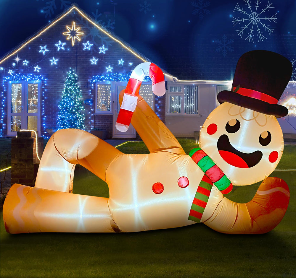 EAONE front view of 10ft gingerbread man showing festive design and curb appeal