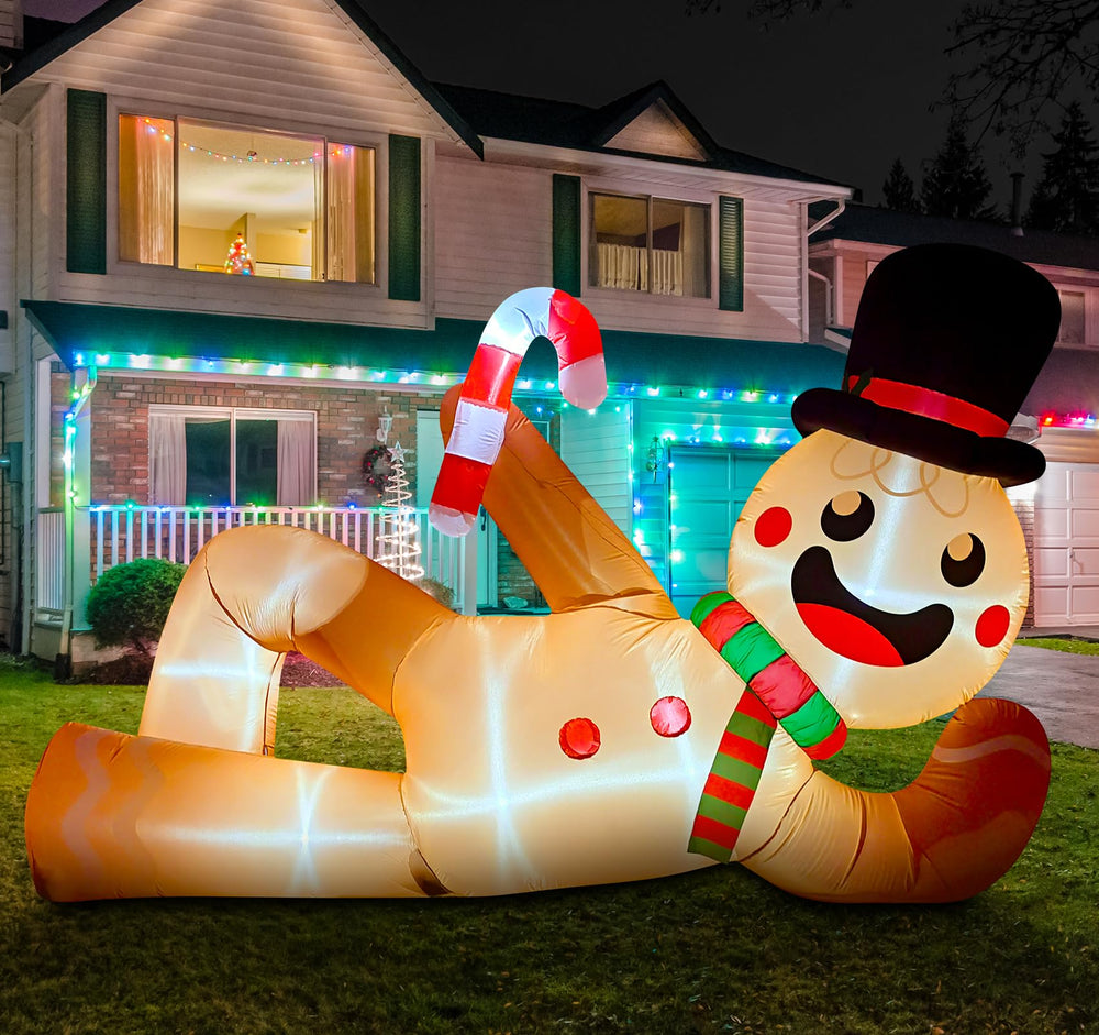 EAONE nighttime lawn display glowing LEDs creating welcoming holiday atmosphere