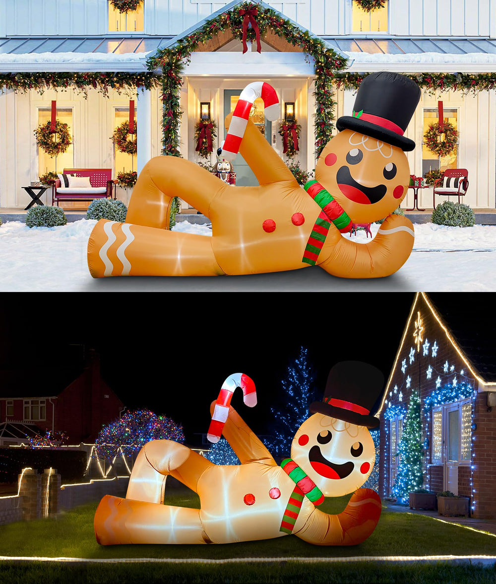 EAONE gingerbread man on lawn showing size and placement for yard decoration