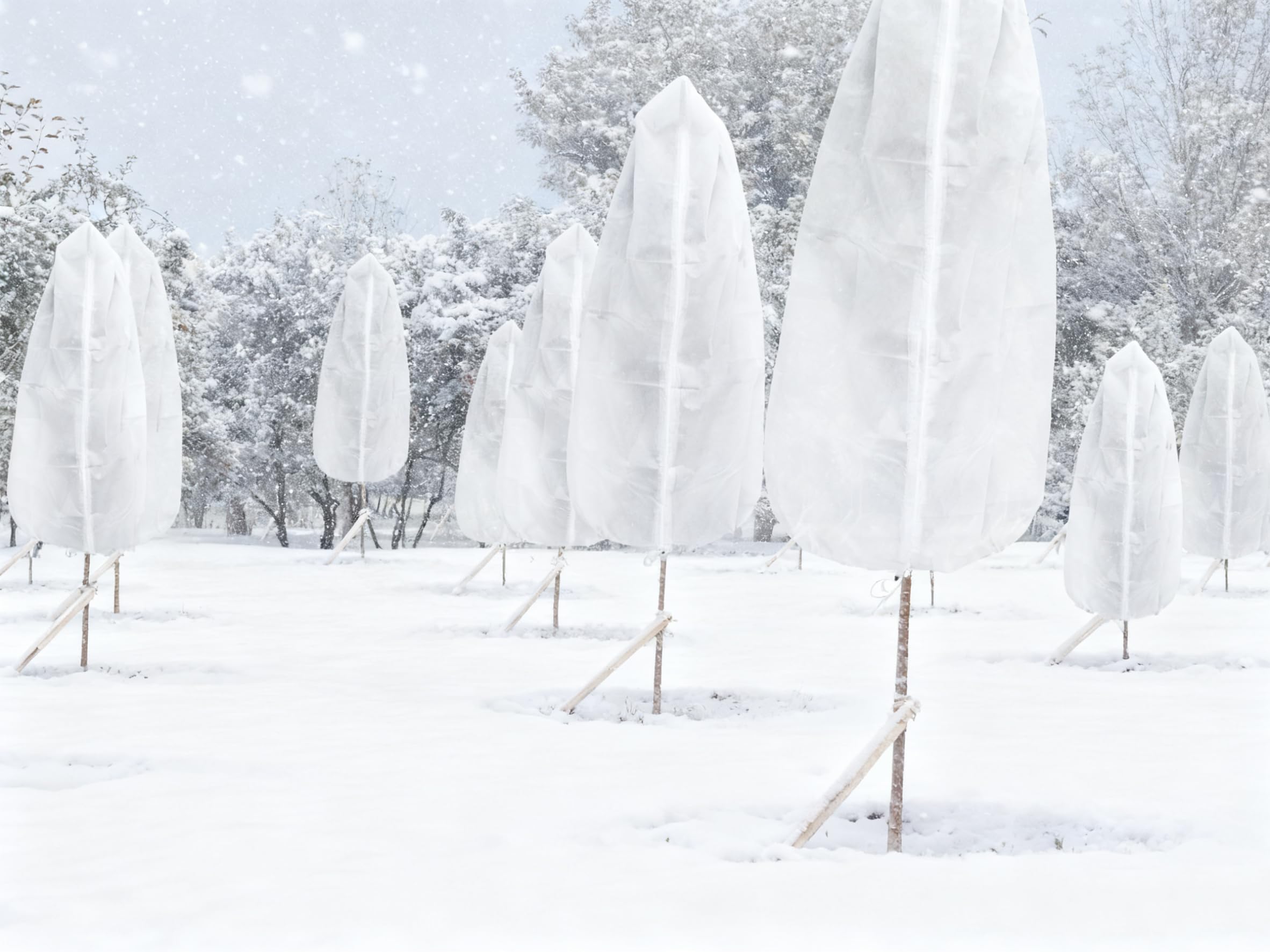EAONE covered plants on a winter patio illustrating seasonal protection and neat appearance
