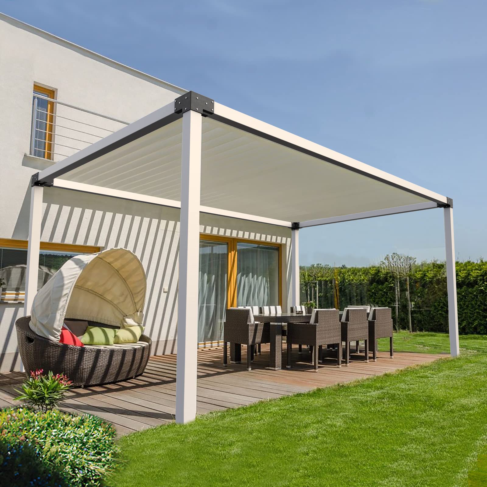 Eapele bracket on completed pergola highlighting clean outdoor appearance