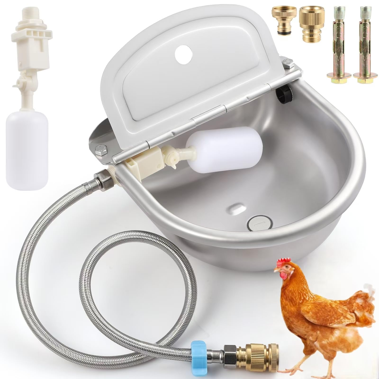 EAPIKON front view stainless steel bowl shows durable outdoor design and easy cleaning