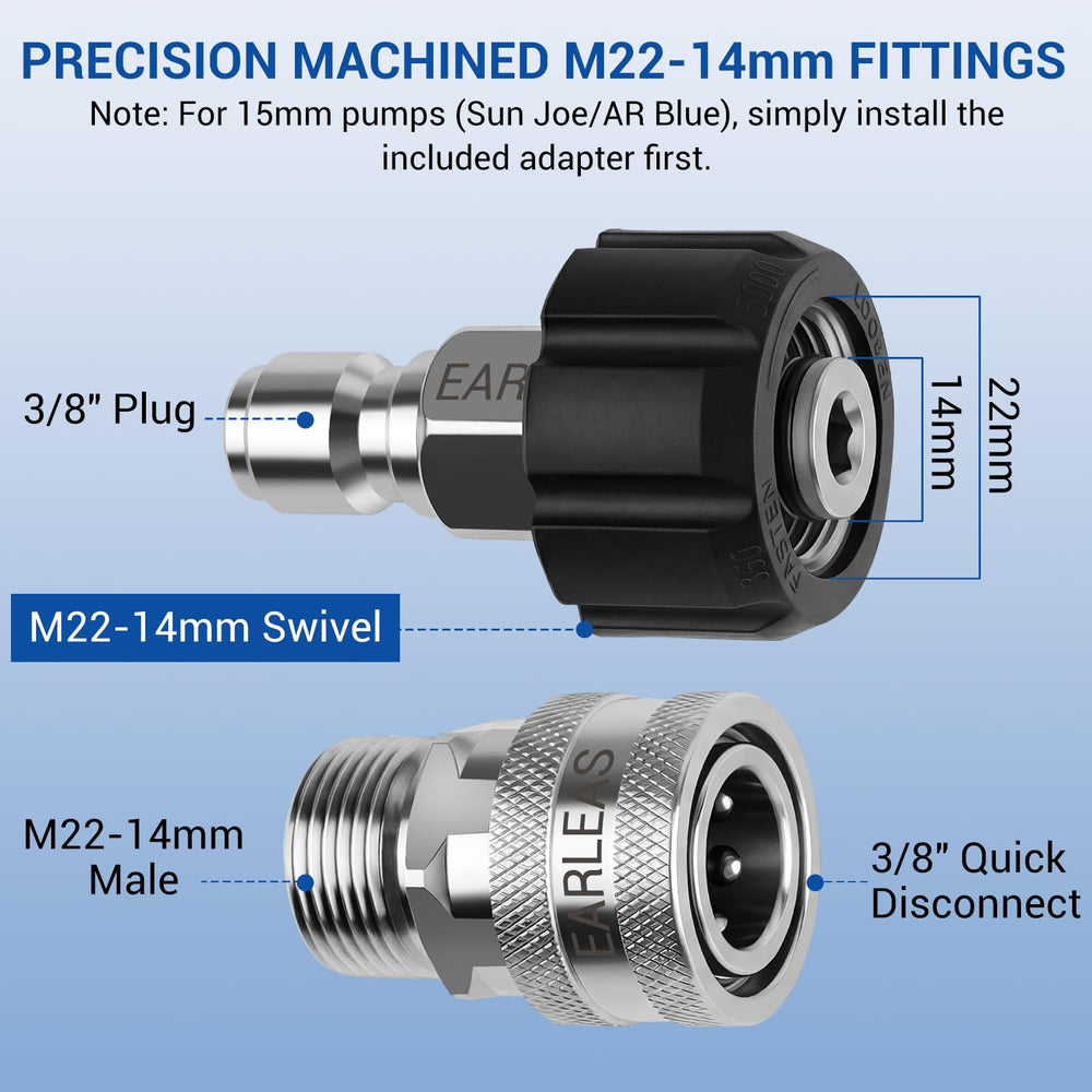 EARLEAS M22-15mm adapter close shot demonstrating compatibility with gas washers