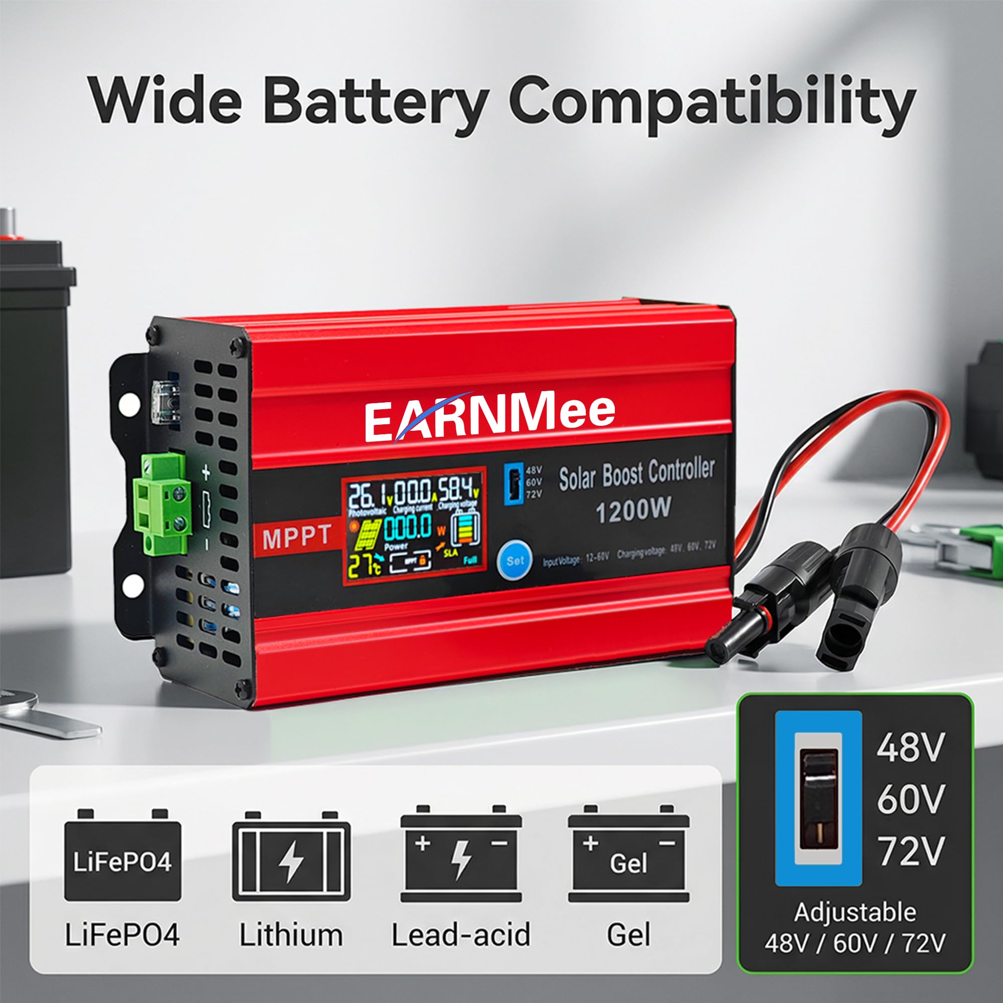 EARNMee HD LCD display close-up showing readable system status and quick monitoring