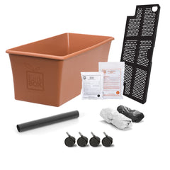 EarthBox 80155 front view terracotta showing durable container and casters for easy mobility