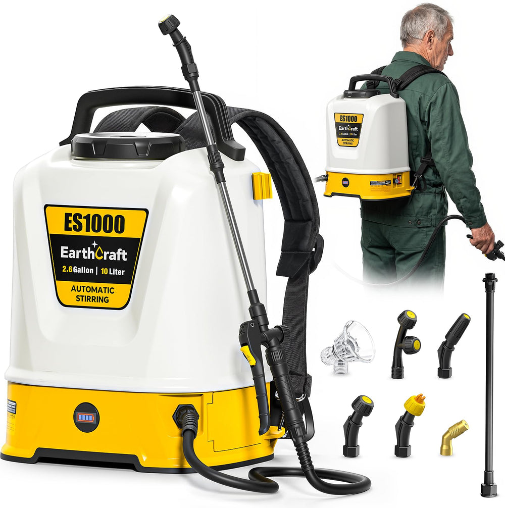 EARTHCRAFT front view of backpack sprayer showing tank and straps for comfortable carry