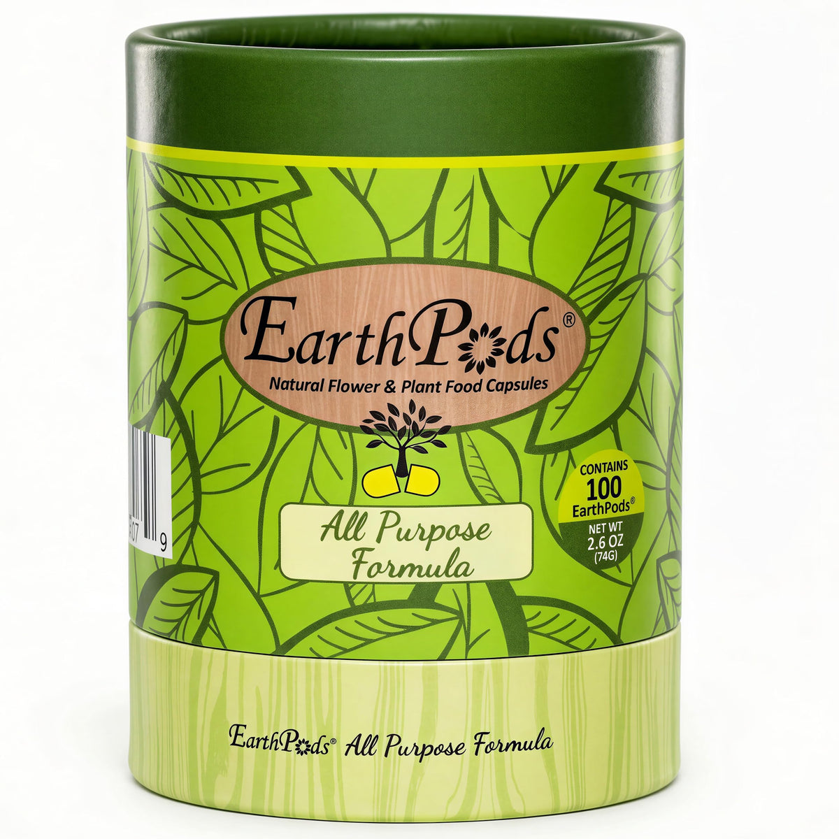 EarthPods tube front view showing product branding and capsule count benefit