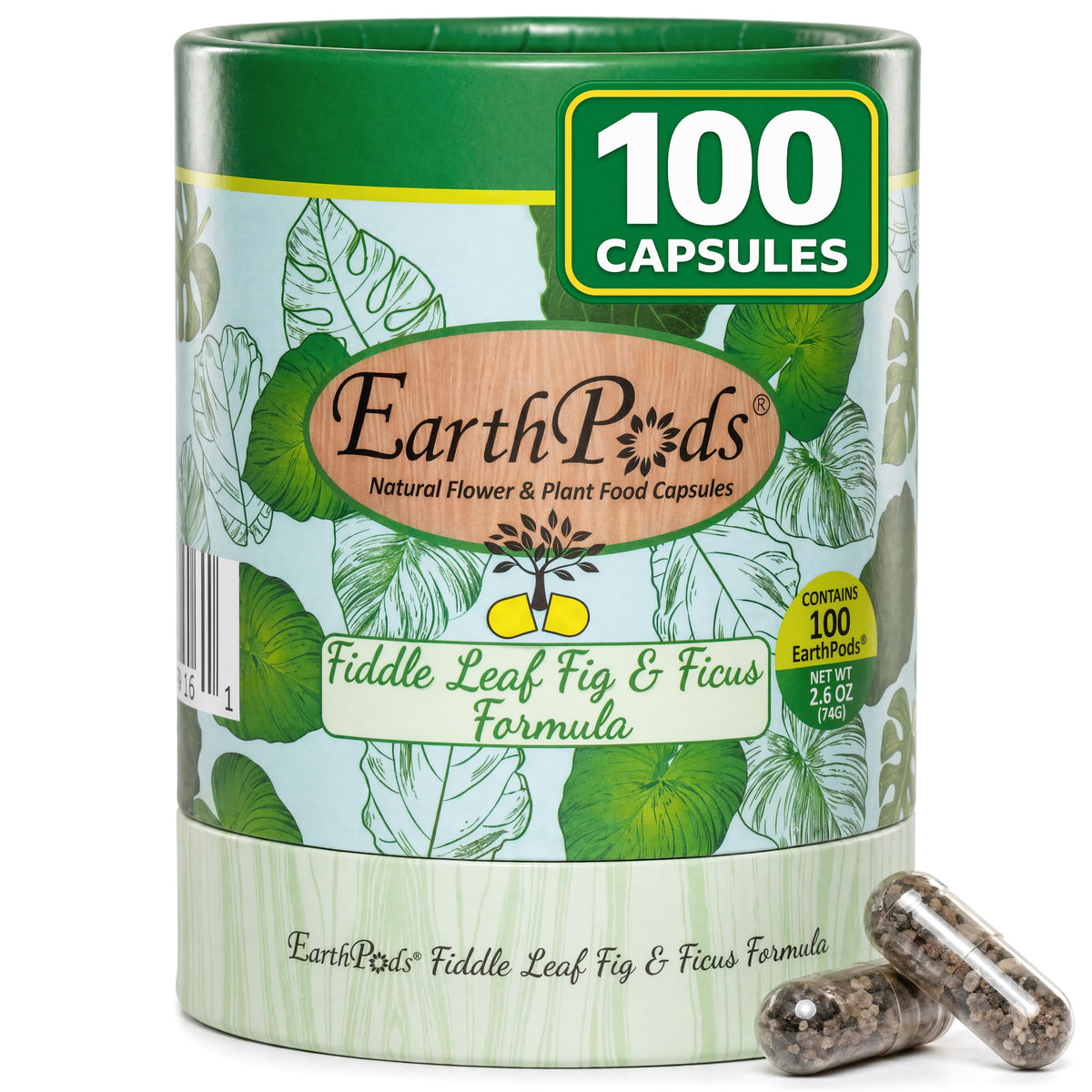 EarthPods front packaging tube showing brand and 100 capsules, clear eco benefit
