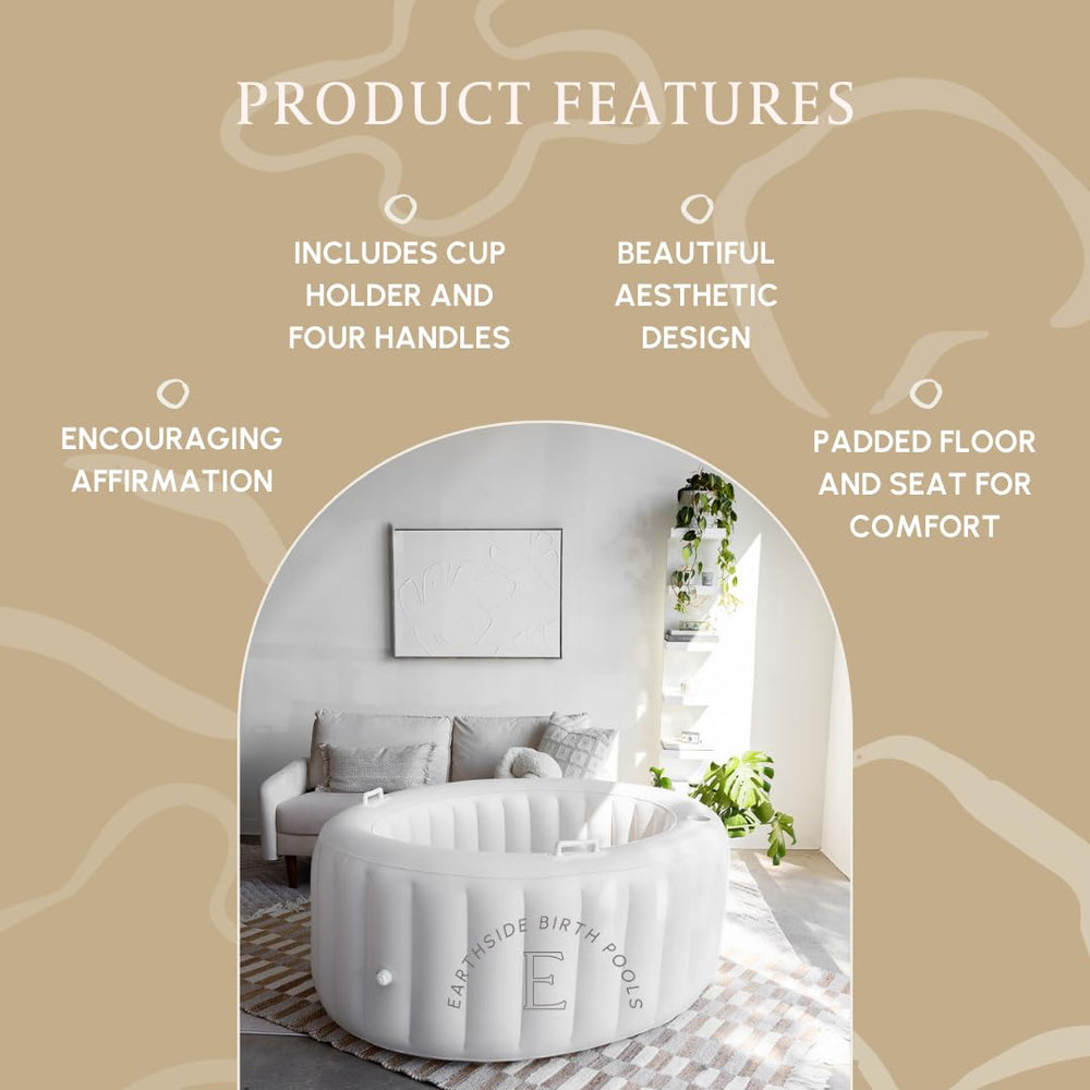 Earthside Birth Pools detailed handle and cup holder for safe repositioning and hydration