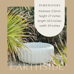 Earthside Birth Pools interior with model demonstrating roomy 127-gallon capacity for movement