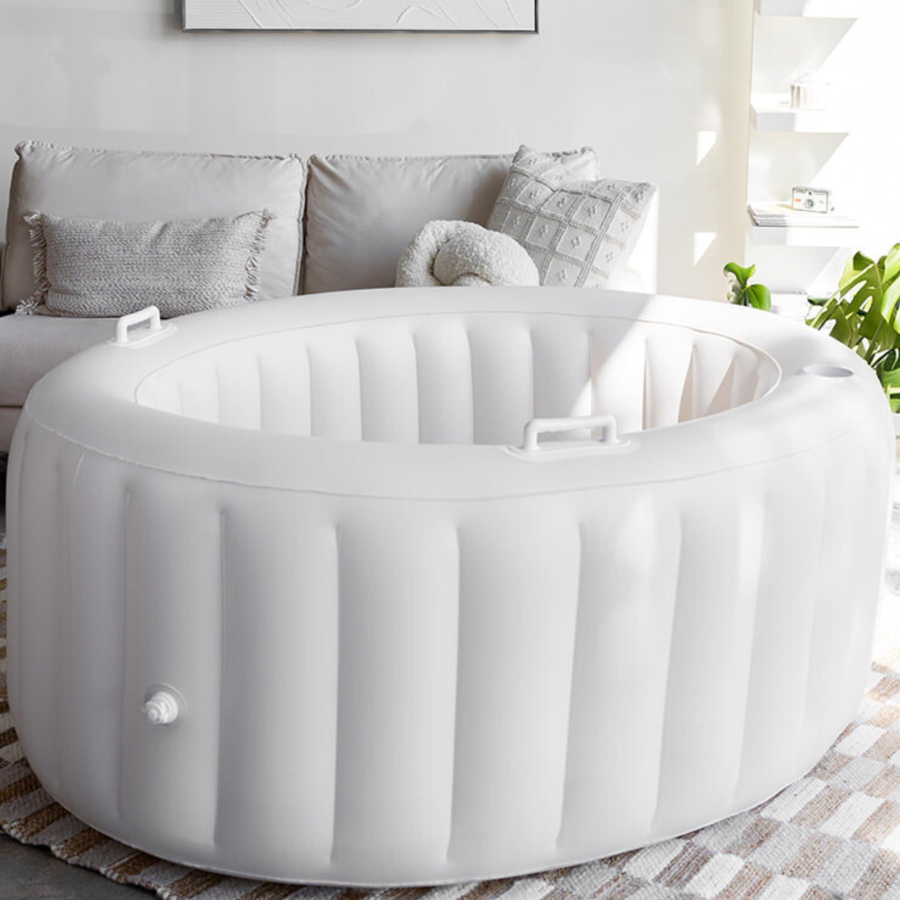 Earthside Birth Pools front view in marshmallow white showing serene aesthetic and portability