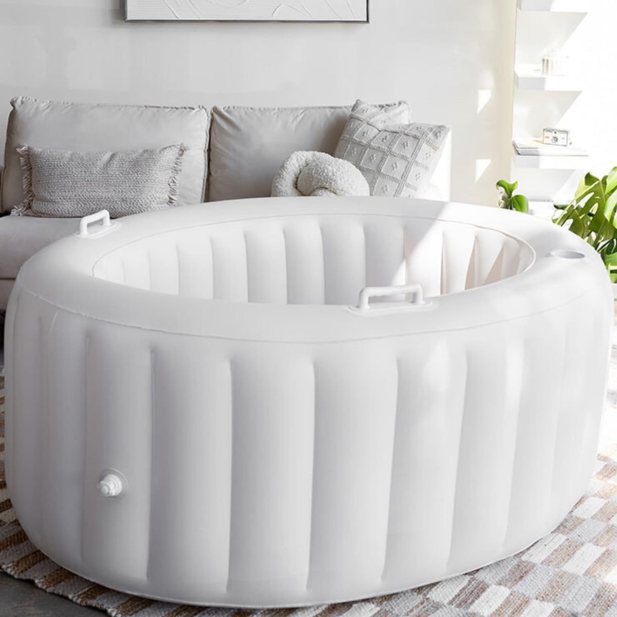 Earthside Birth Pools front view in marshmallow white showing serene aesthetic and portability