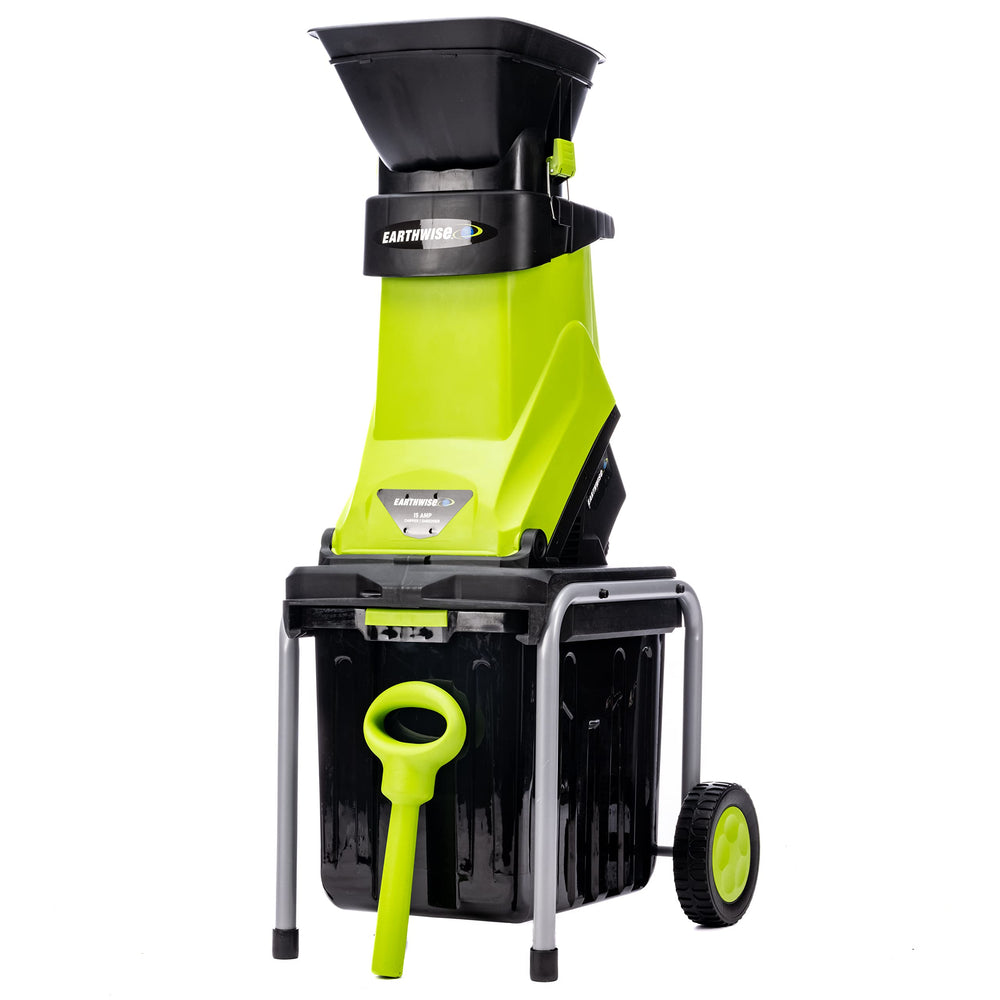 Earthwise GS70015 folded storage position illustrating compact space-saving benefit