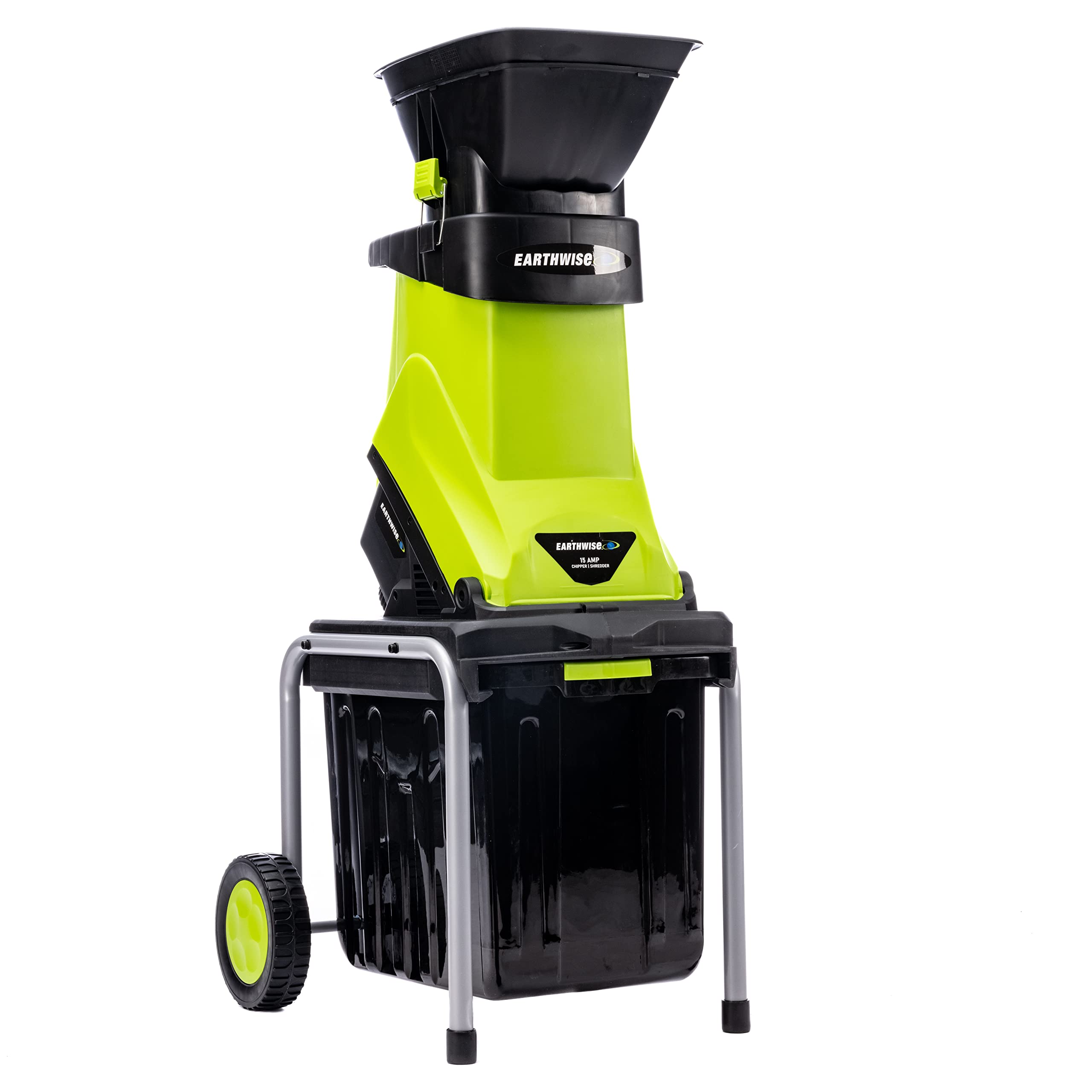 Earthwise GS70015 front view showing compact design and intake hopper for easy mulching