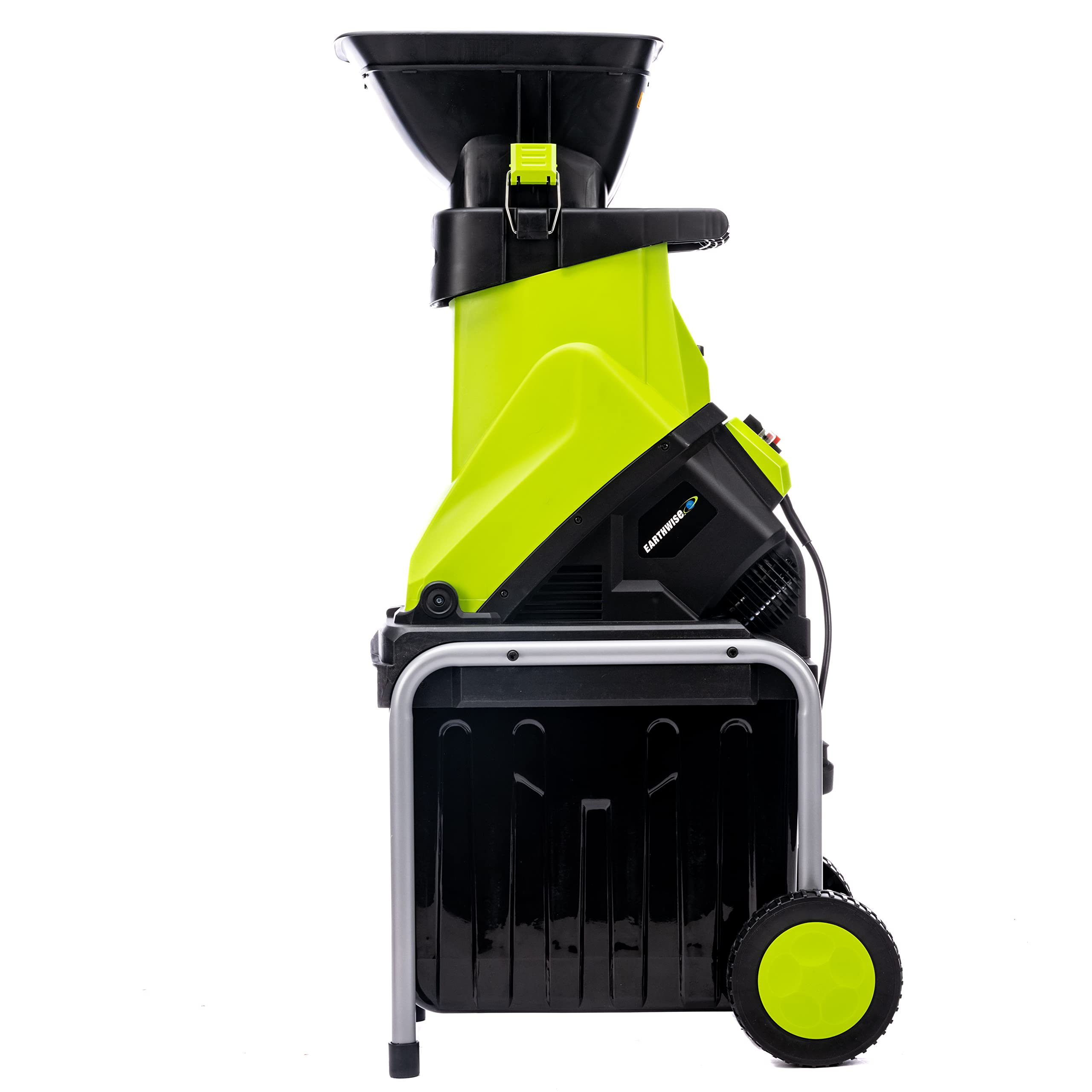 Earthwise GS70015 hopper close-up showing wide feed opening for branches benefit