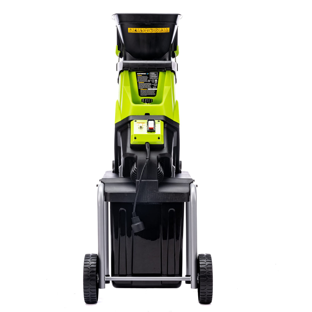 Earthwise GS70015 side view with wheels and handle for easy backyard transport