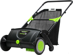 Earthwise front view showing 21-inch sweep and efficient pickup