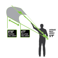 Earthwise extension pole detail highlighting six-position adjustability for reach