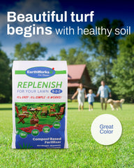 EarthWorks-treated lawn displaying deeper green and denser turf
