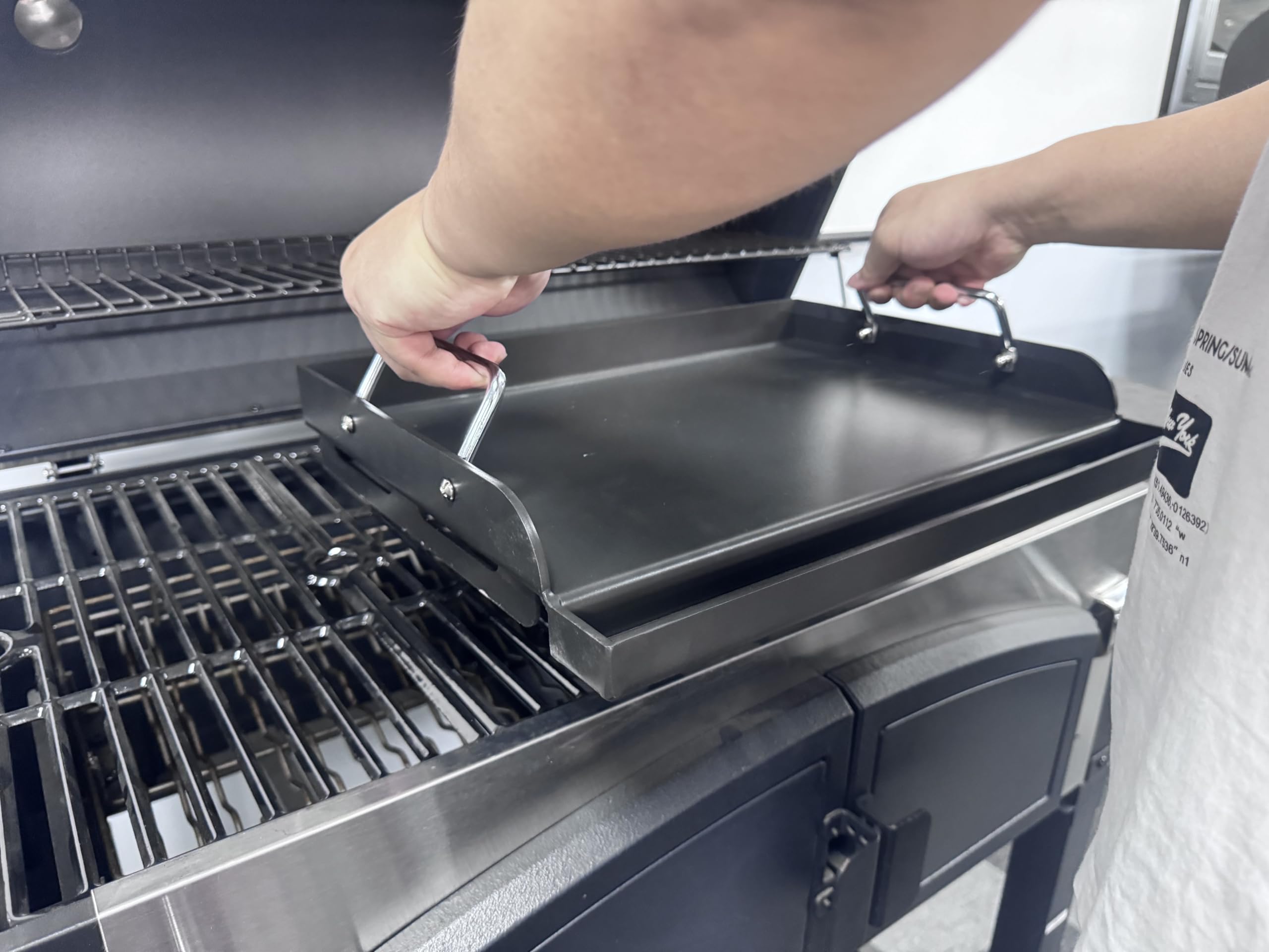 EasiBBQ griddle searing steak and vegetables for versatile outdoor meals