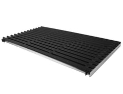 EasiBBQ emitter plate with dimension overlay to confirm 17 by 9 7/8 inches
