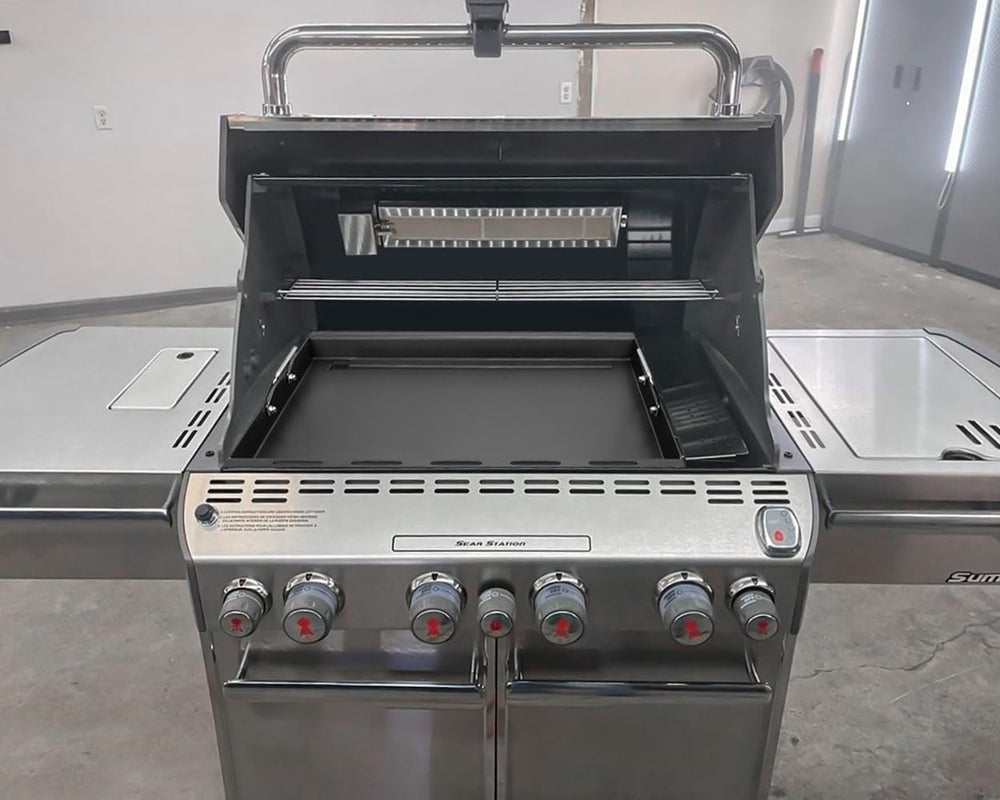 EasiBBQ griddle edge near burner showing closer heat source advantage