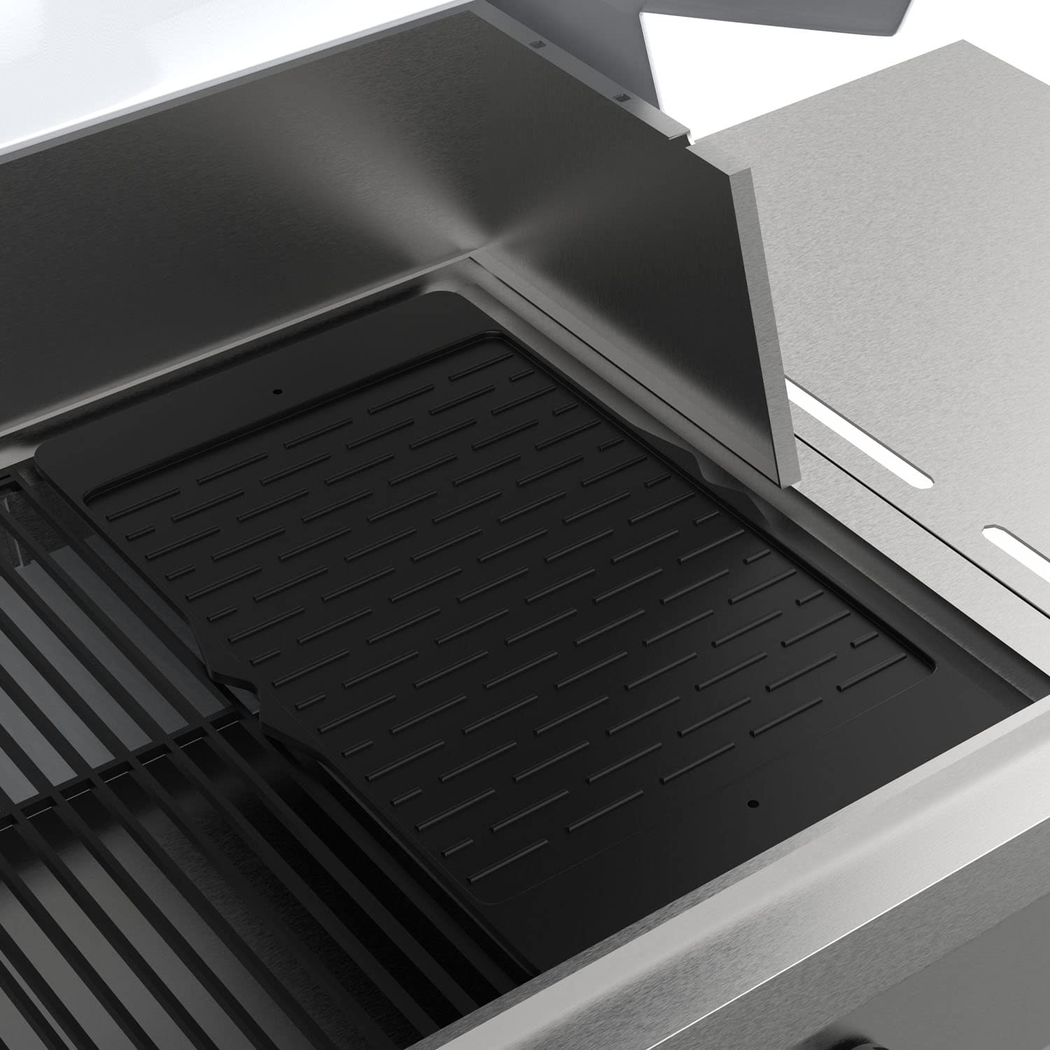 EasiBBQ griddle in retail box showing ready-to-install replacement benefit