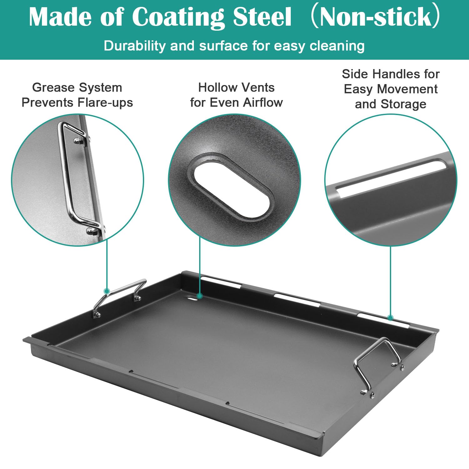 EasiBBQ close-up of coated griddle surface highlighting easy-clean durability