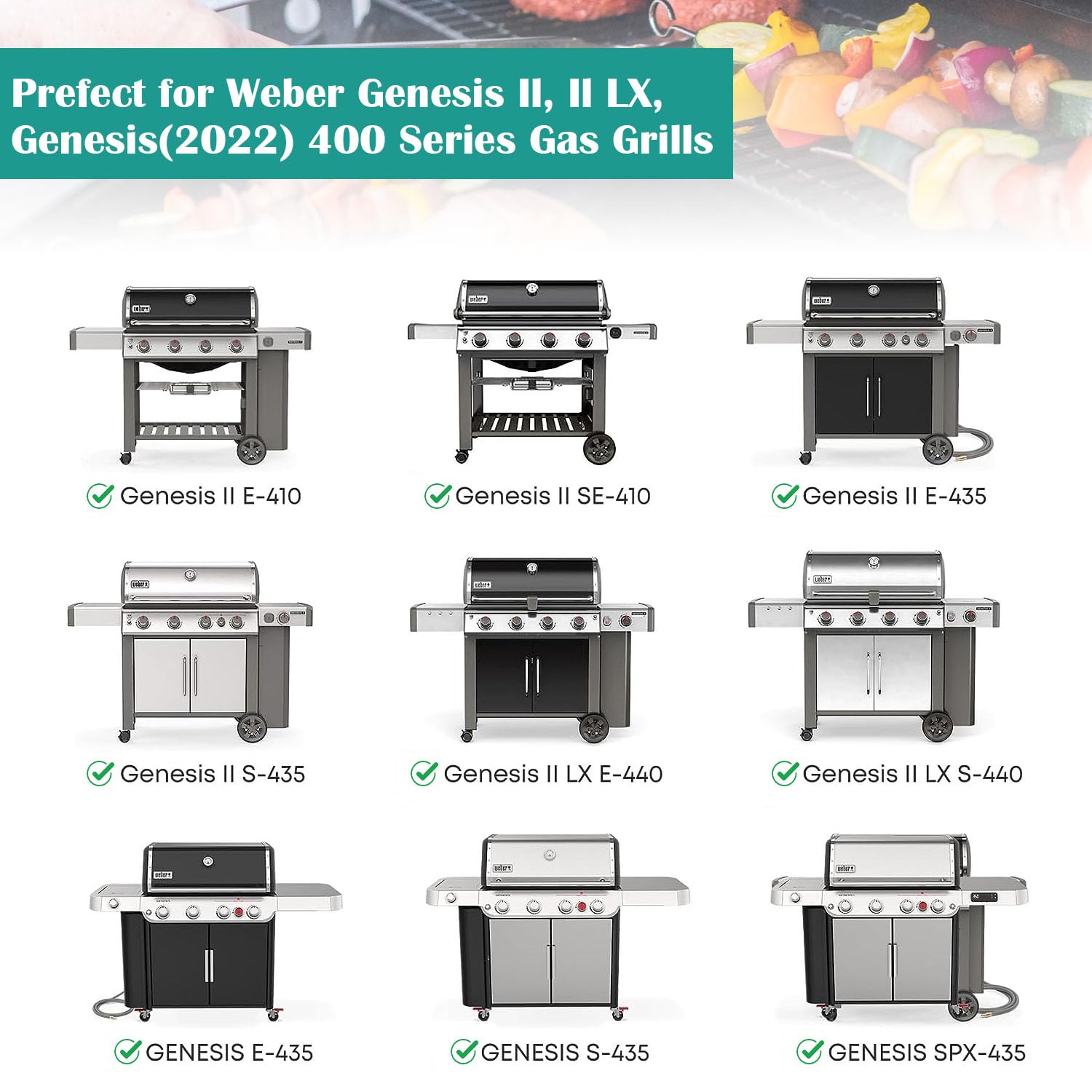 EasiBBQ size comparison with hand showing correct full-size fit for Genesis 400 Series