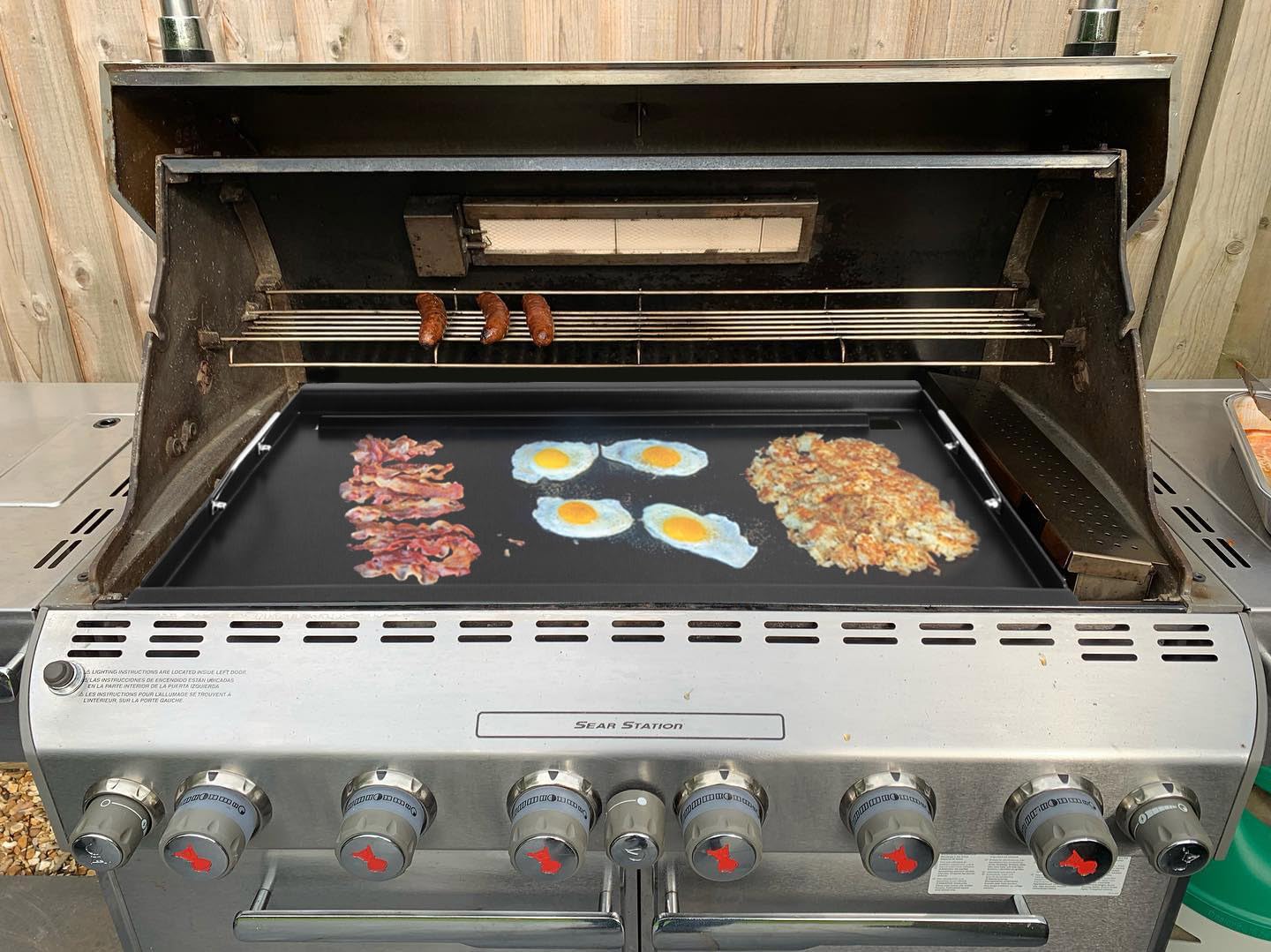 EasiBBQ griddle next to ruler showing 19 x 29.5 inch size for planning benefit