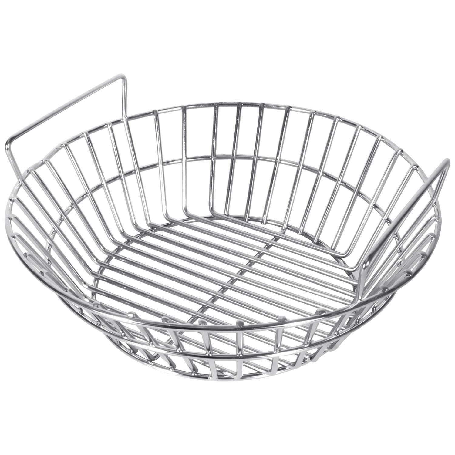 EasiBBQ ash basket front view showing durable stainless steel and fit benefit