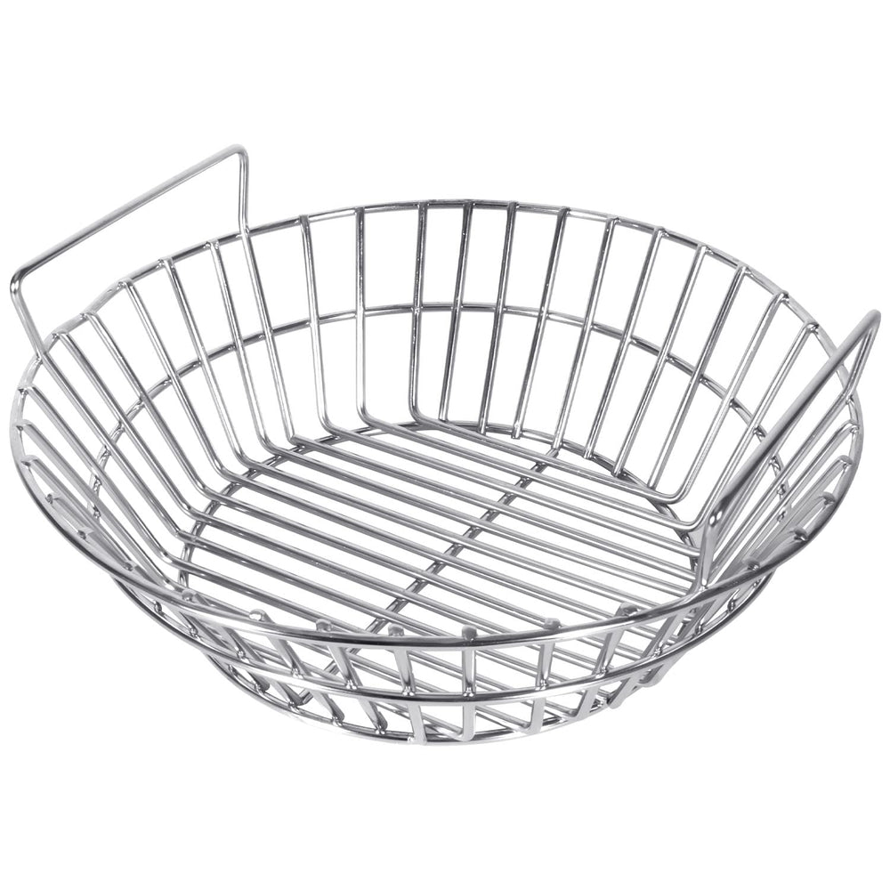 EasiBBQ ash basket front view showing durable stainless steel and fit benefit